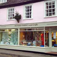 Victoria Fabrics 'in the pink', sporting a recently painted shop-front.